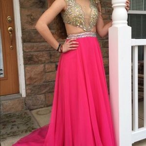 Prom dress size 0-2 fuchsia w/ iridescent jewels